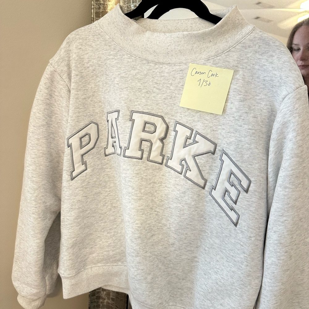 Parke Light Gray and white Crewneck Sweatshirt